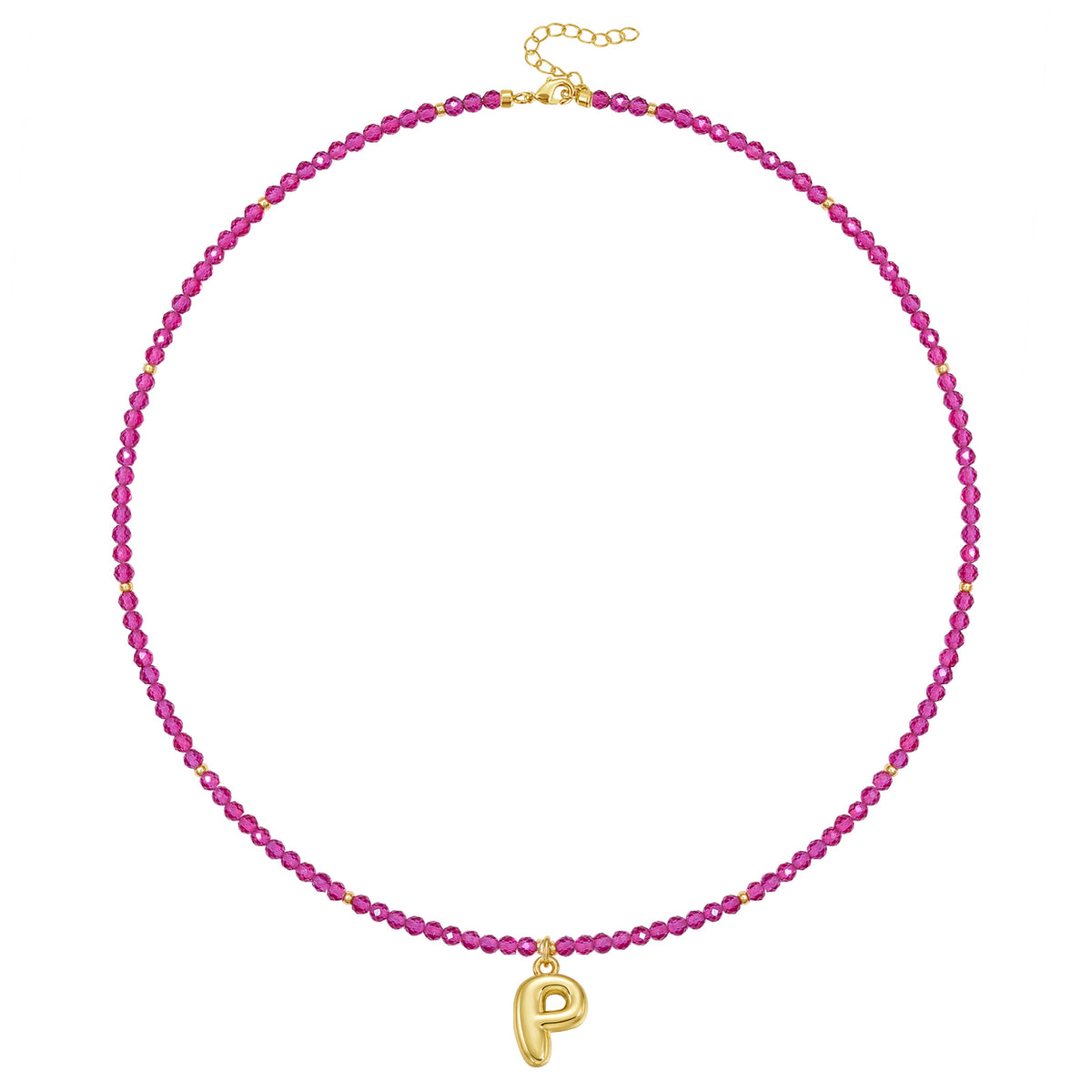Beaded Bubble Letter Initial Pendant Necklace
