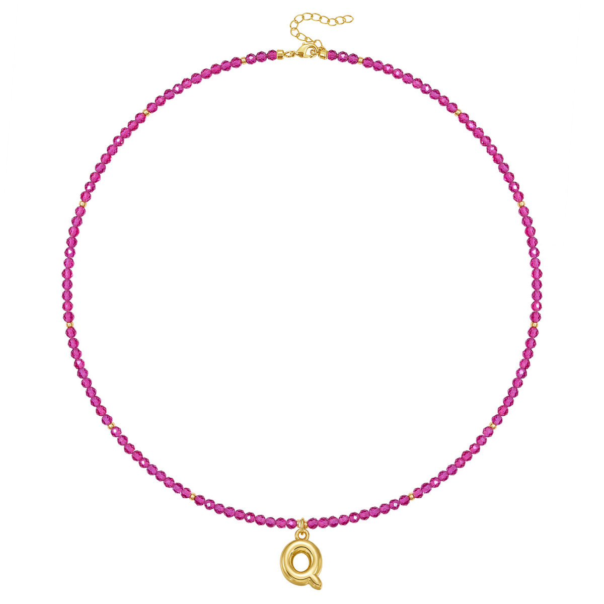 Beaded Bubble Letter Initial Pendant Necklace