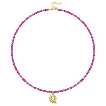 Beaded Bubble Letter Initial Pendant Necklace
