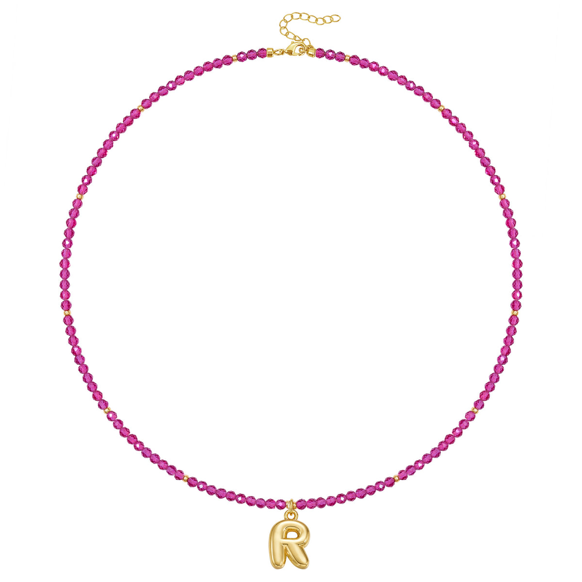 Beaded Bubble Letter Initial Pendant Necklace