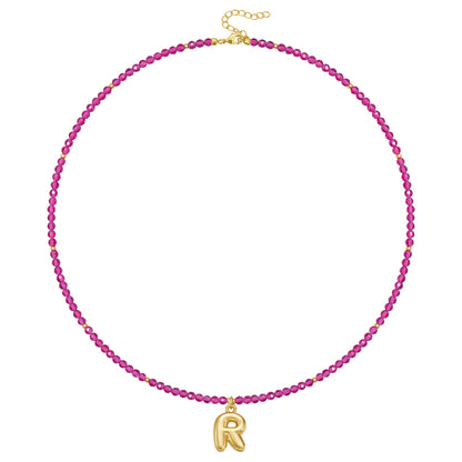 Beaded Bubble Letter Initial Pendant Necklace