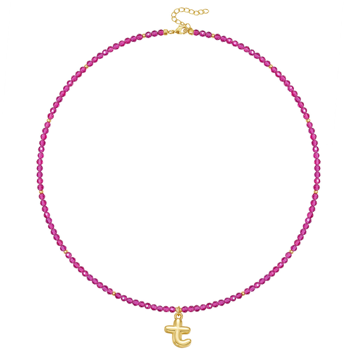 Beaded Bubble Letter Initial Pendant Necklace
