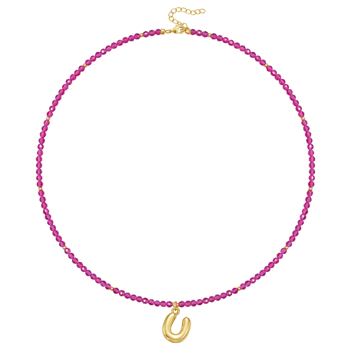 Beaded Bubble Letter Initial Pendant Necklace