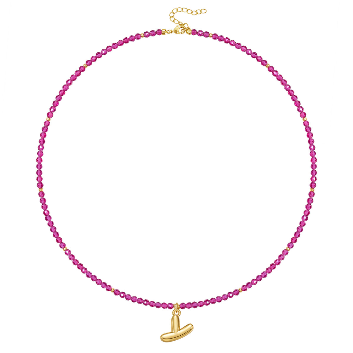 Beaded Bubble Letter Initial Pendant Necklace