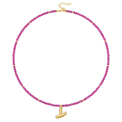 Beaded Bubble Letter Initial Pendant Necklace