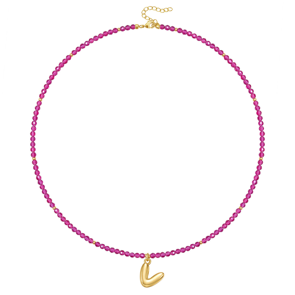 Beaded Bubble Letter Initial Pendant Necklace