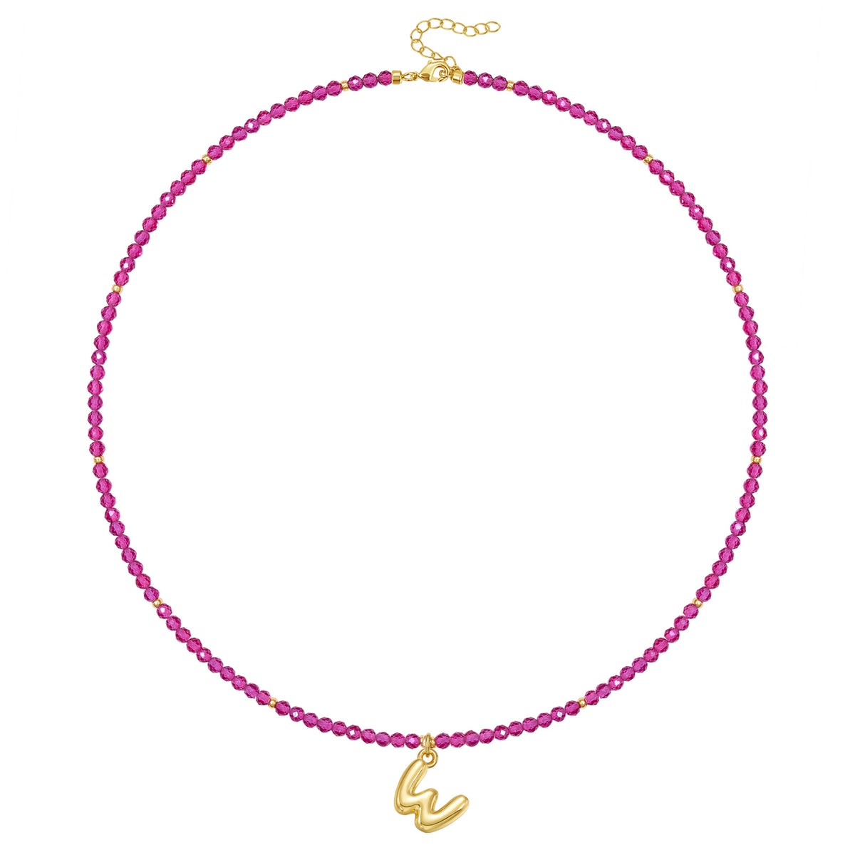 Beaded Bubble Letter Initial Pendant Necklace