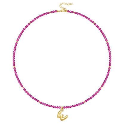 Beaded Bubble Letter Initial Pendant Necklace