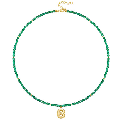 Beaded Bubble Letter Initial Pendant Necklace