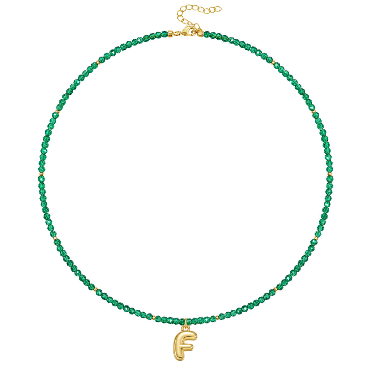 Beaded Bubble Letter Initial Pendant Necklace