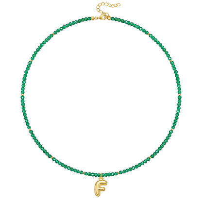 Beaded Bubble Letter Initial Pendant Necklace