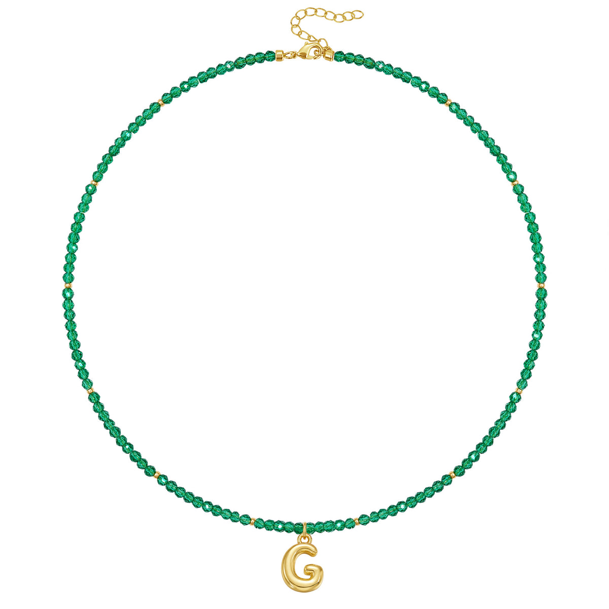 Beaded Bubble Letter Initial Pendant Necklace