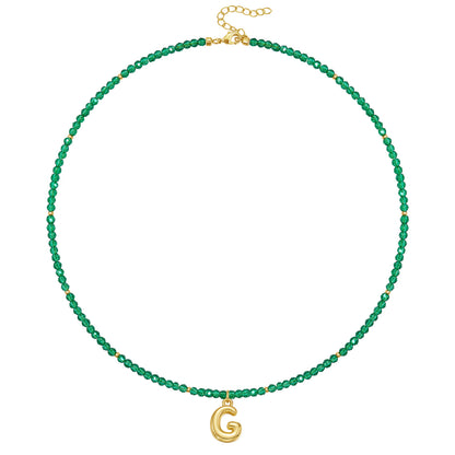 Beaded Bubble Letter Initial Pendant Necklace