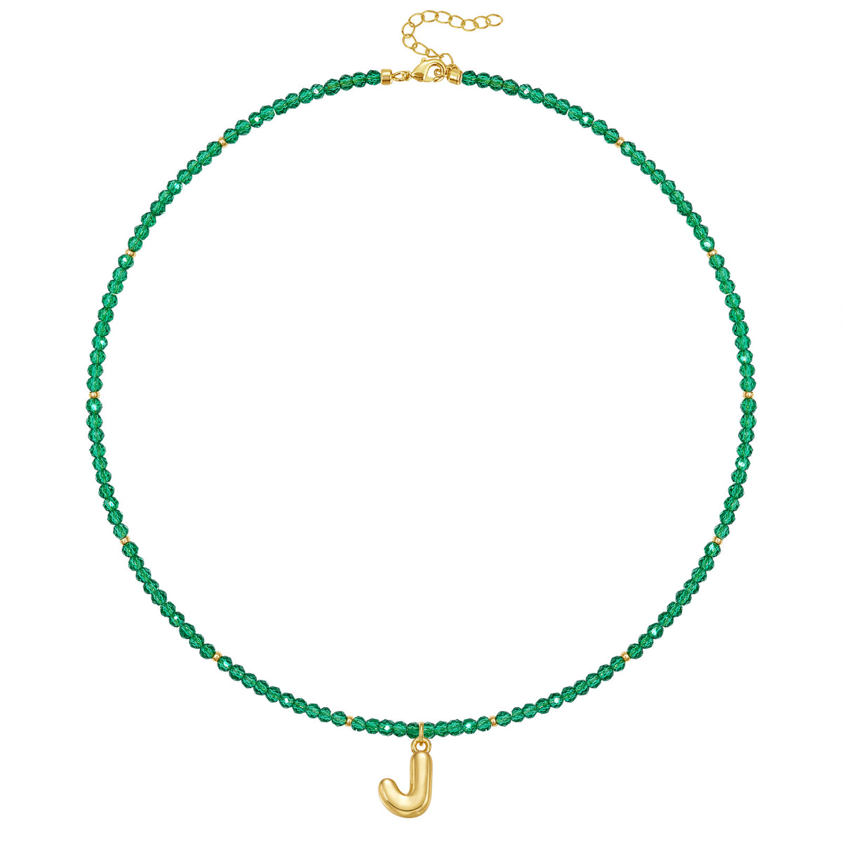 Beaded Bubble Letter Initial Pendant Necklace