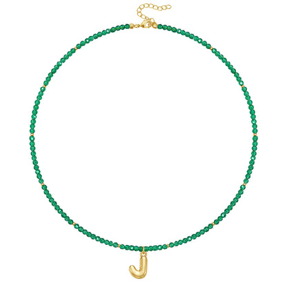 Beaded Bubble Letter Initial Pendant Necklace