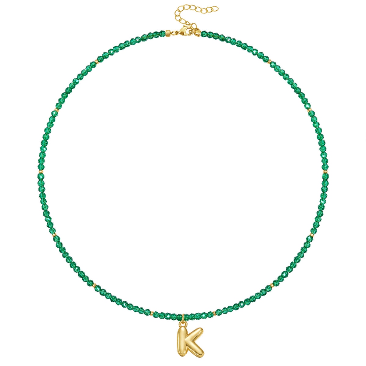 Beaded Bubble Letter Initial Pendant Necklace