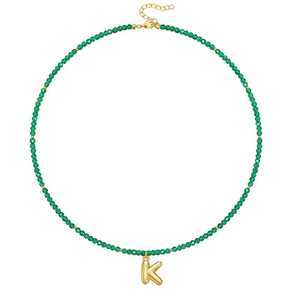 Beaded Bubble Letter Initial Pendant Necklace