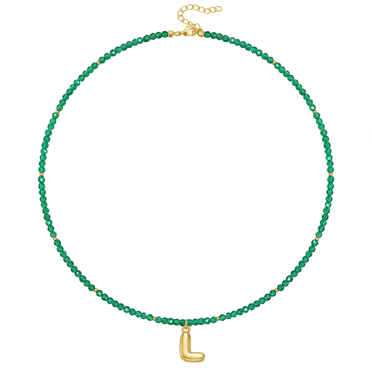 Beaded Bubble Letter Initial Pendant Necklace
