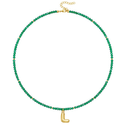 Beaded Bubble Letter Initial Pendant Necklace