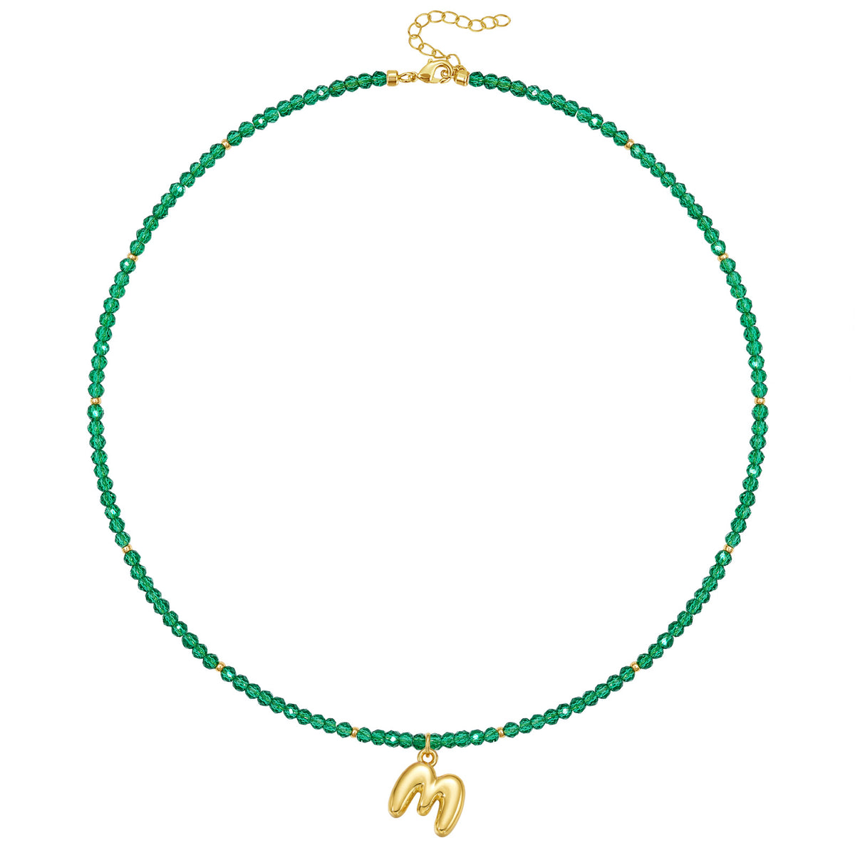 Beaded Bubble Letter Initial Pendant Necklace