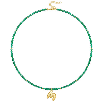 Beaded Bubble Letter Initial Pendant Necklace