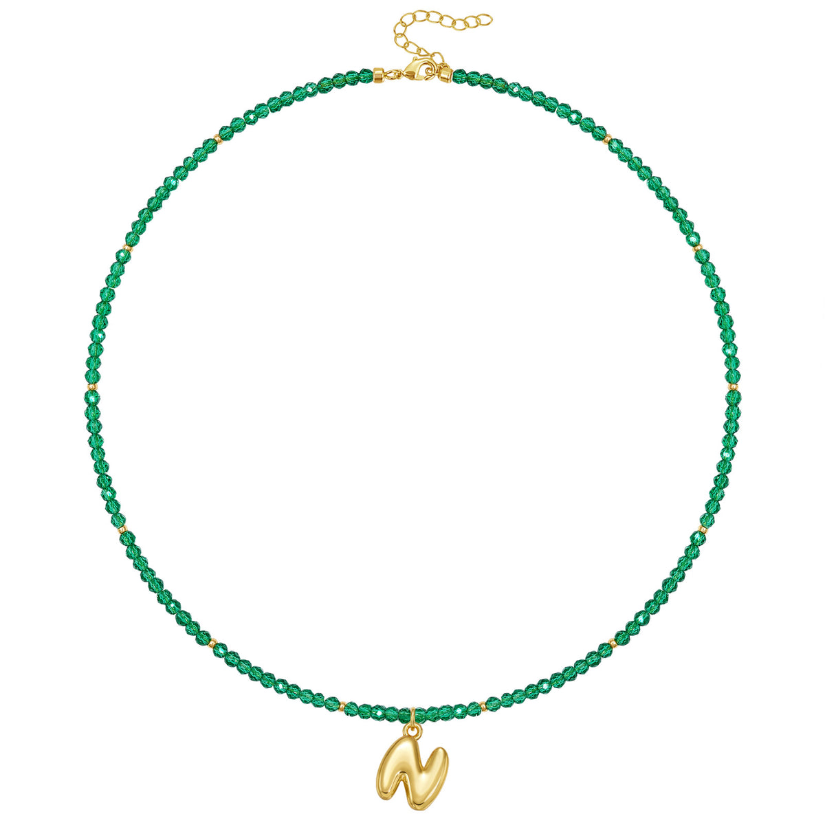 Beaded Bubble Letter Initial Pendant Necklace