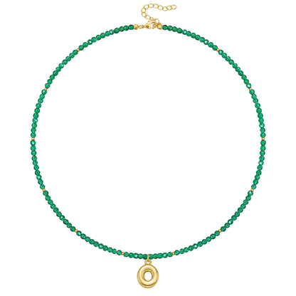 Beaded Bubble Letter Initial Pendant Necklace