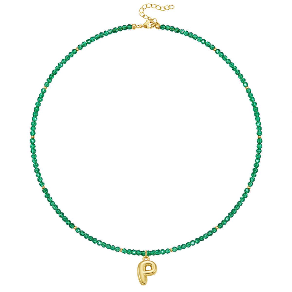 Beaded Bubble Letter Initial Pendant Necklace