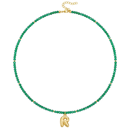 Beaded Bubble Letter Initial Pendant Necklace
