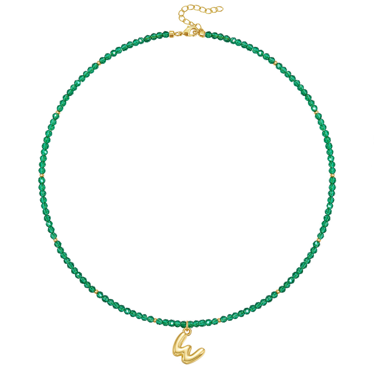 Beaded Bubble Letter Initial Pendant Necklace