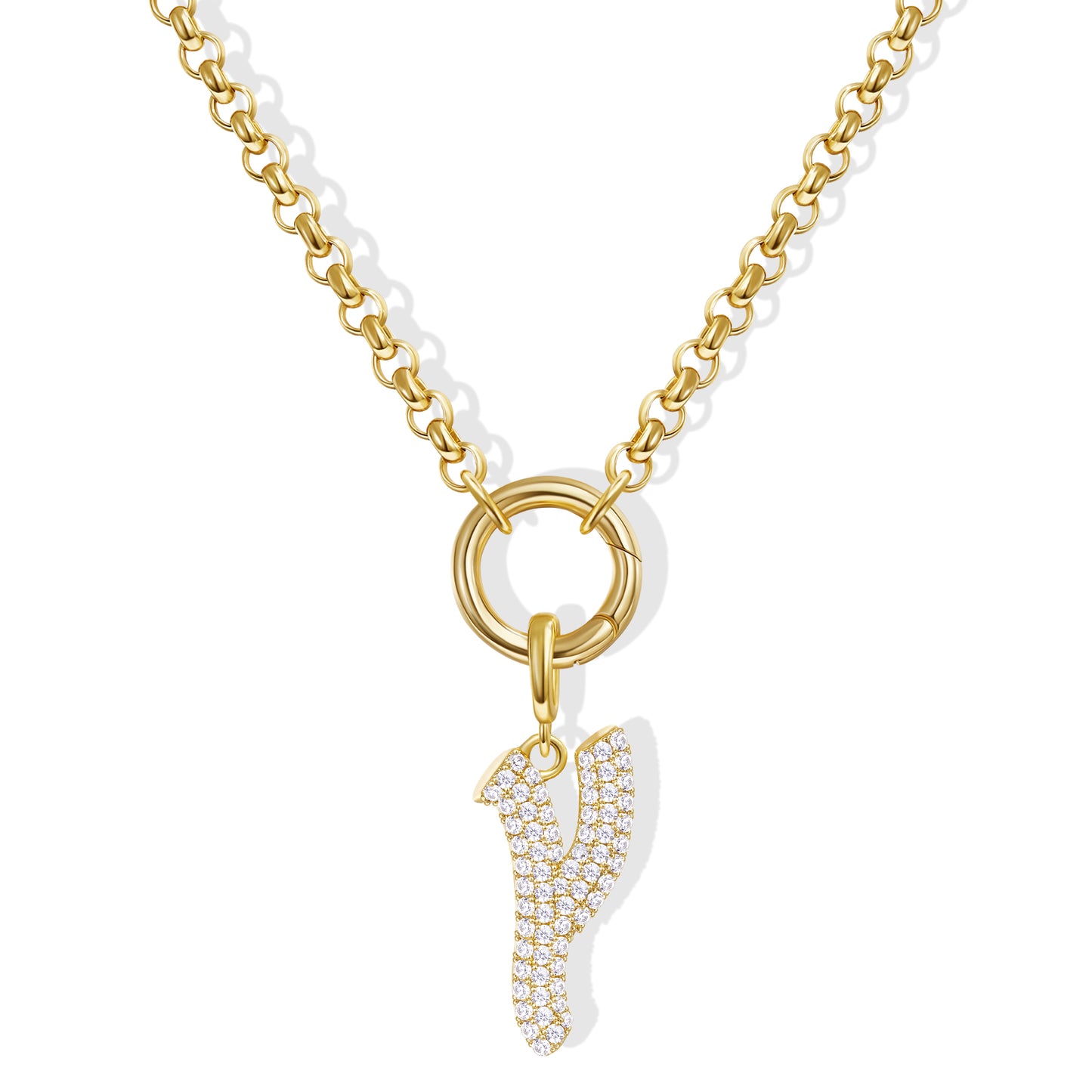 KissYan Plated Initial Letter Pendant Box Chain Necklace