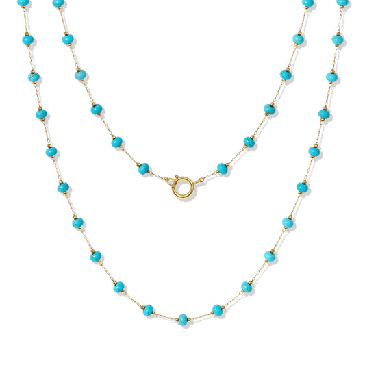 14K Gold Plated Turquoise Beaded Boho Layered Choker