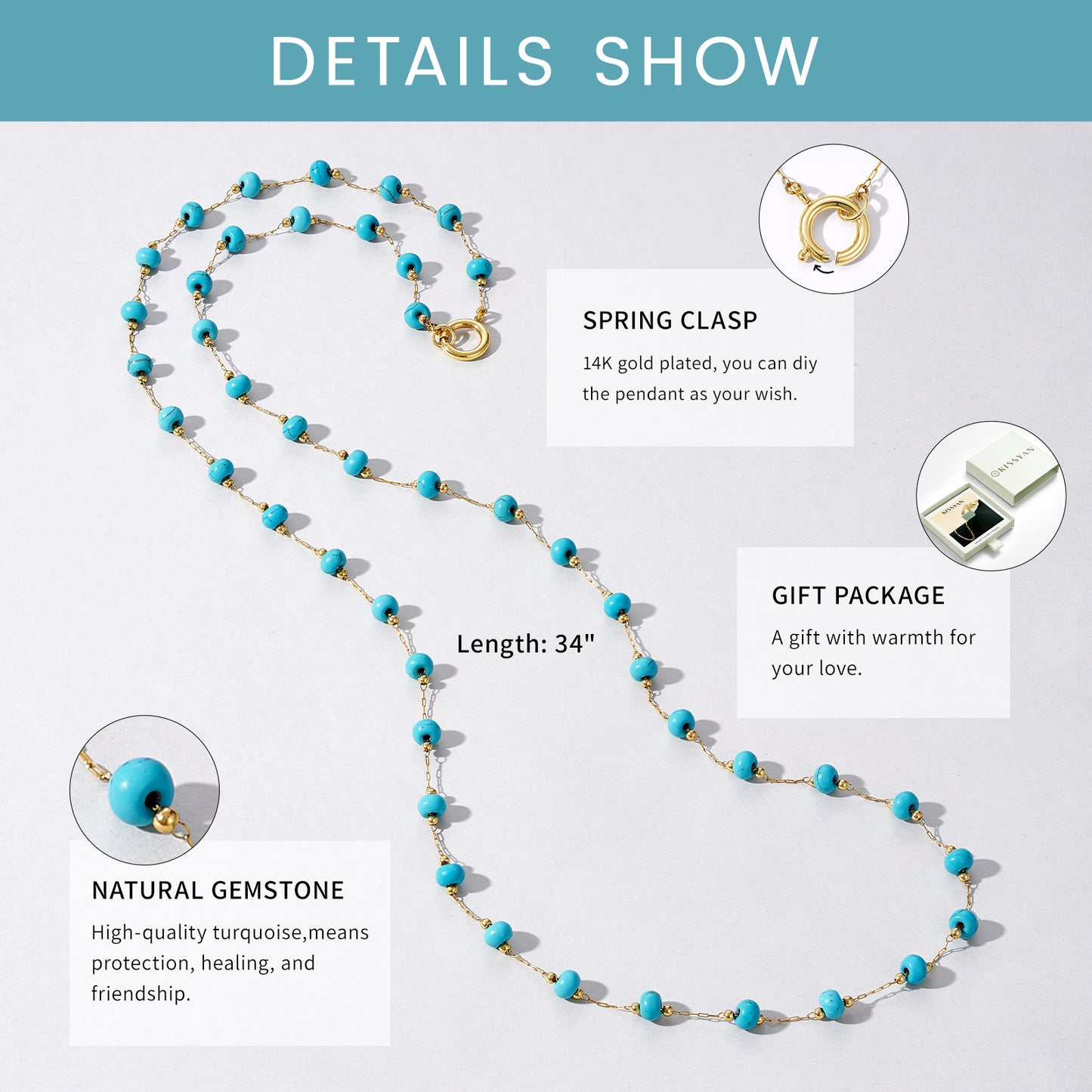 14K Gold Plated Turquoise Beaded Boho Layered Choker