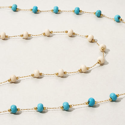 14K Gold Plated Turquoise Beaded Boho Layered Choker