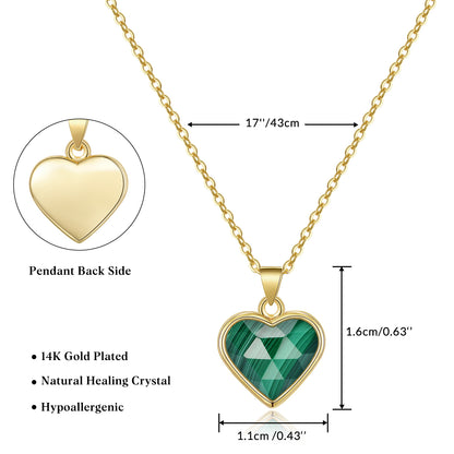 Natural Stone Heart Pendant Necklace