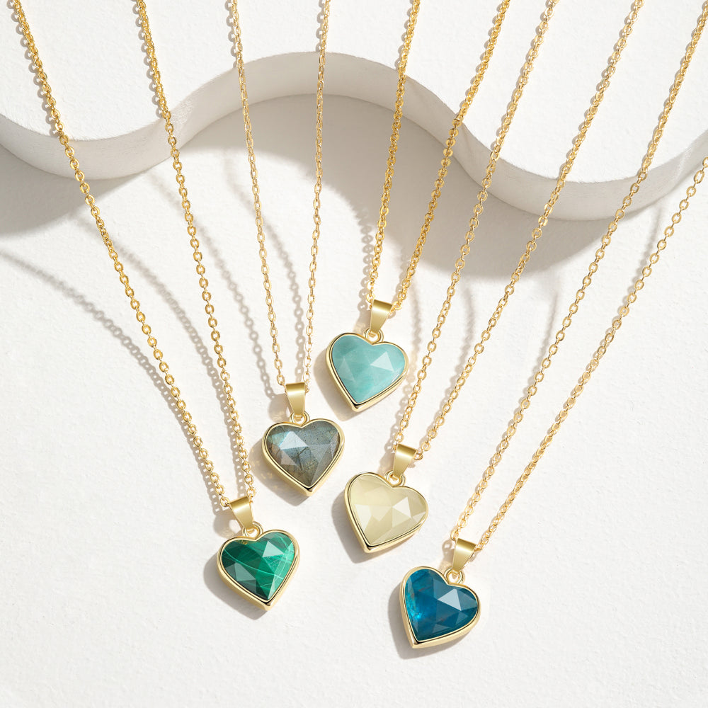 Natural Stone Heart Pendant Necklace