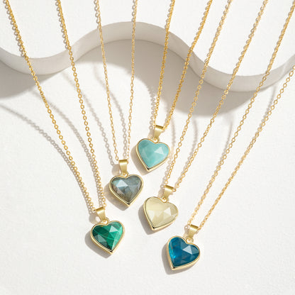 Natural Stone Heart Pendant Necklace