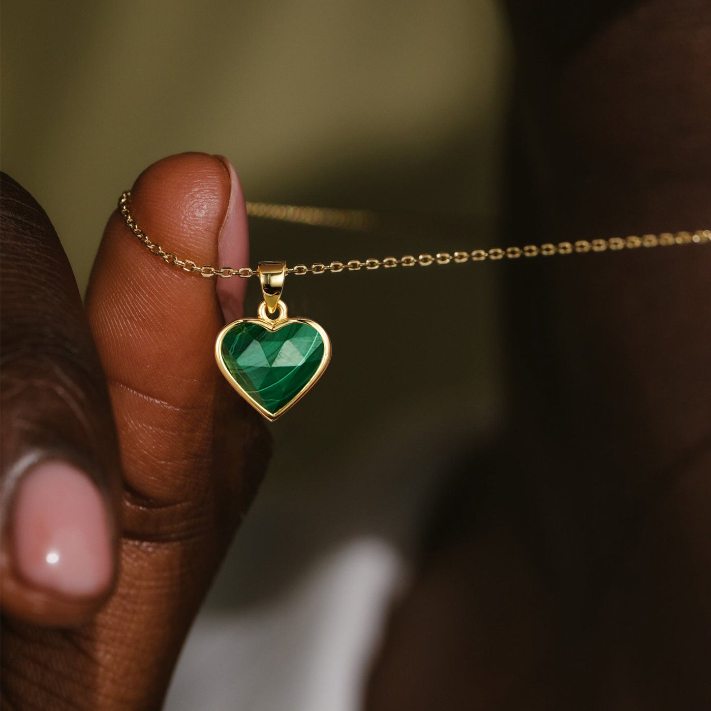 Natural Stone Heart Pendant Necklace
