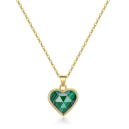 Natural Stone Heart Pendant Necklace