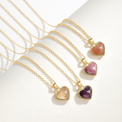 Natural Stone Heart Pendant Necklace