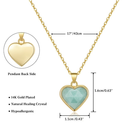 Natural Stone Heart Pendant Necklace