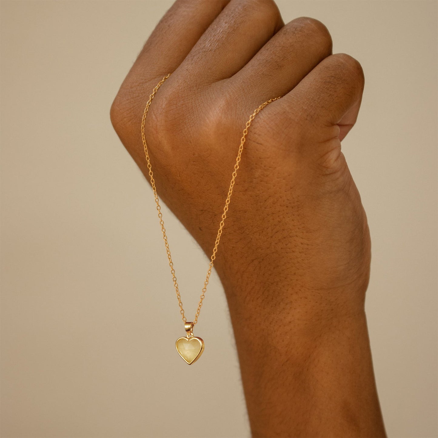 Natural Stone Heart Pendant Necklace