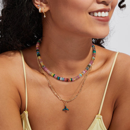 Boho Beaded Choker Necklace Freshwater Pearl Surfer Necklace