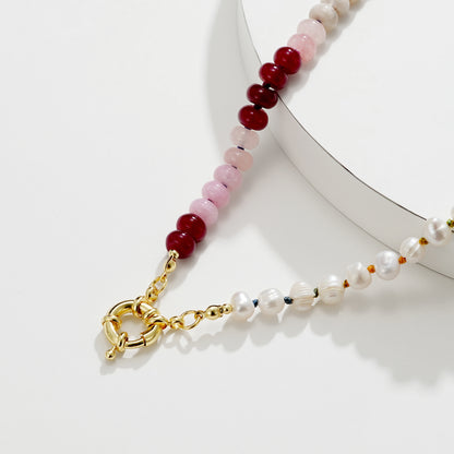 Natural Beaded Colorful & Freshwater Pearl Choker Necklace