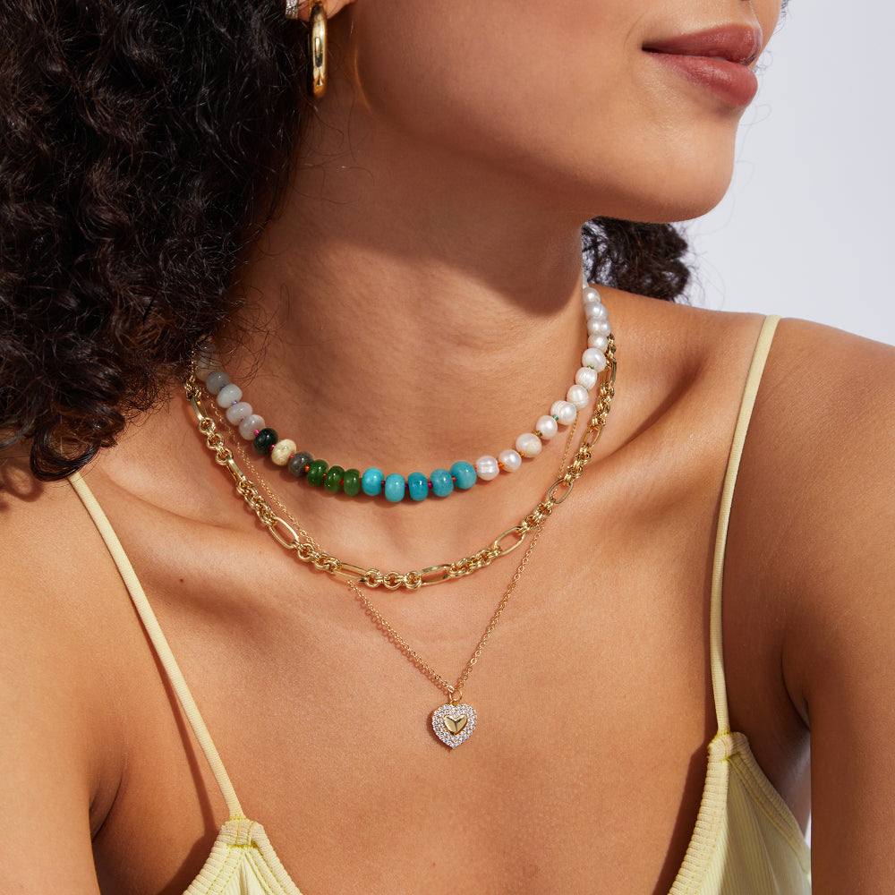 Natural Beaded Colorful & Freshwater Pearl Choker Necklace