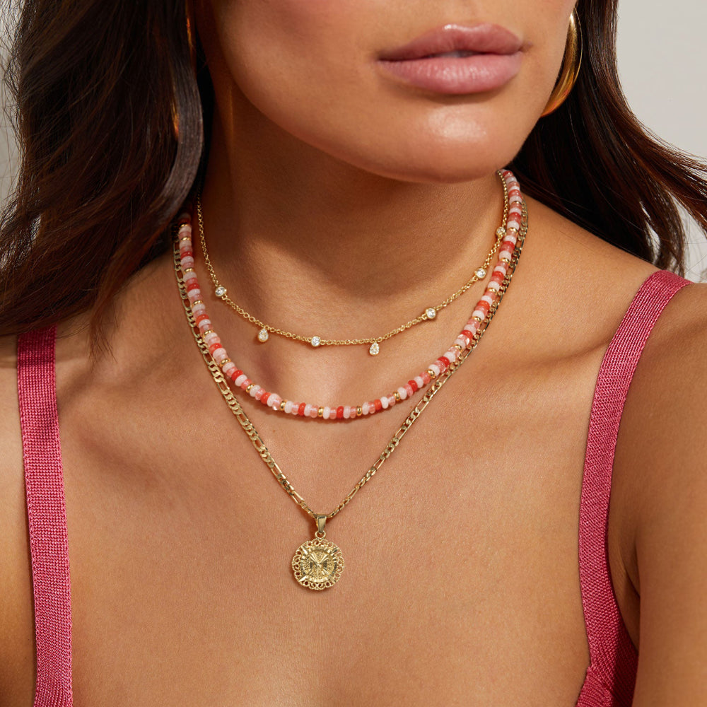 Boho Rose Quartz Bead Necklace