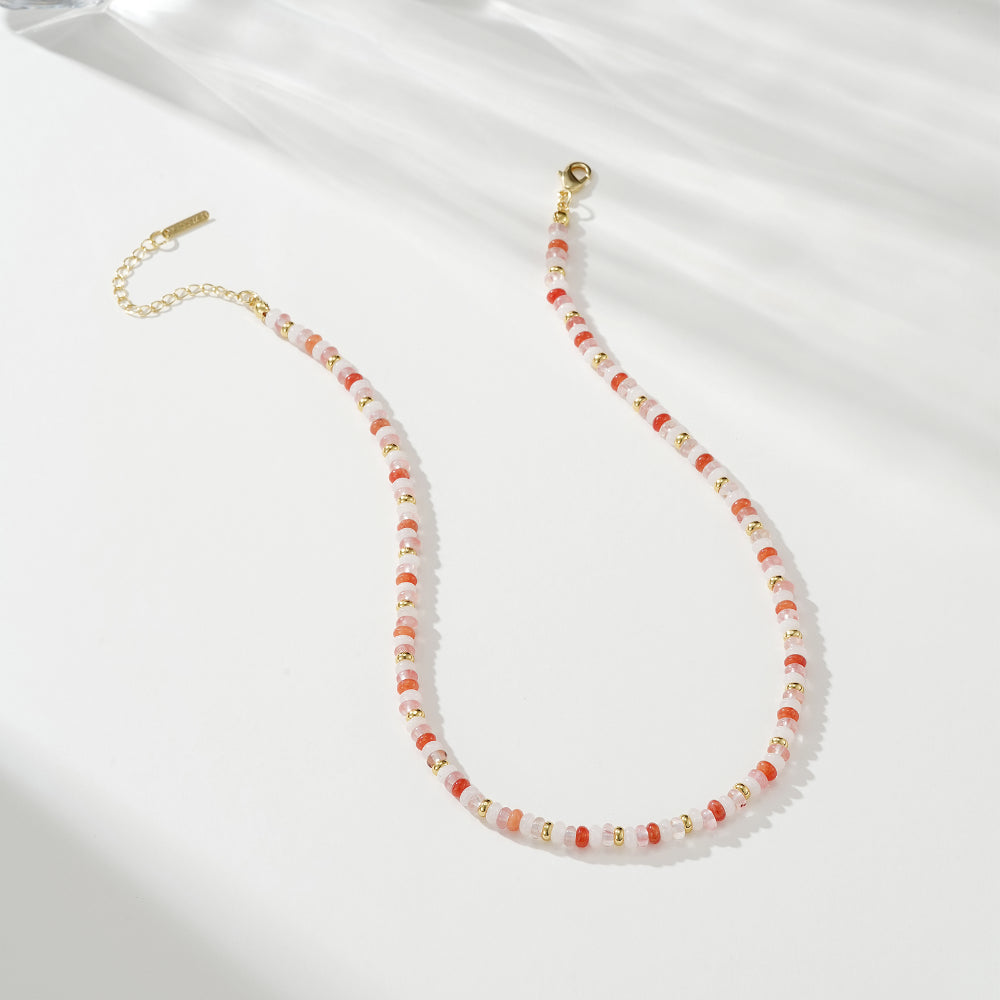 Boho Rose Quartz Bead Necklace