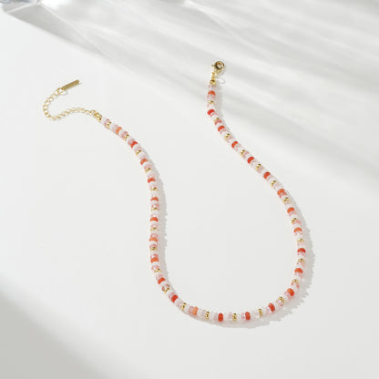 Boho Rose Quartz Bead Necklace