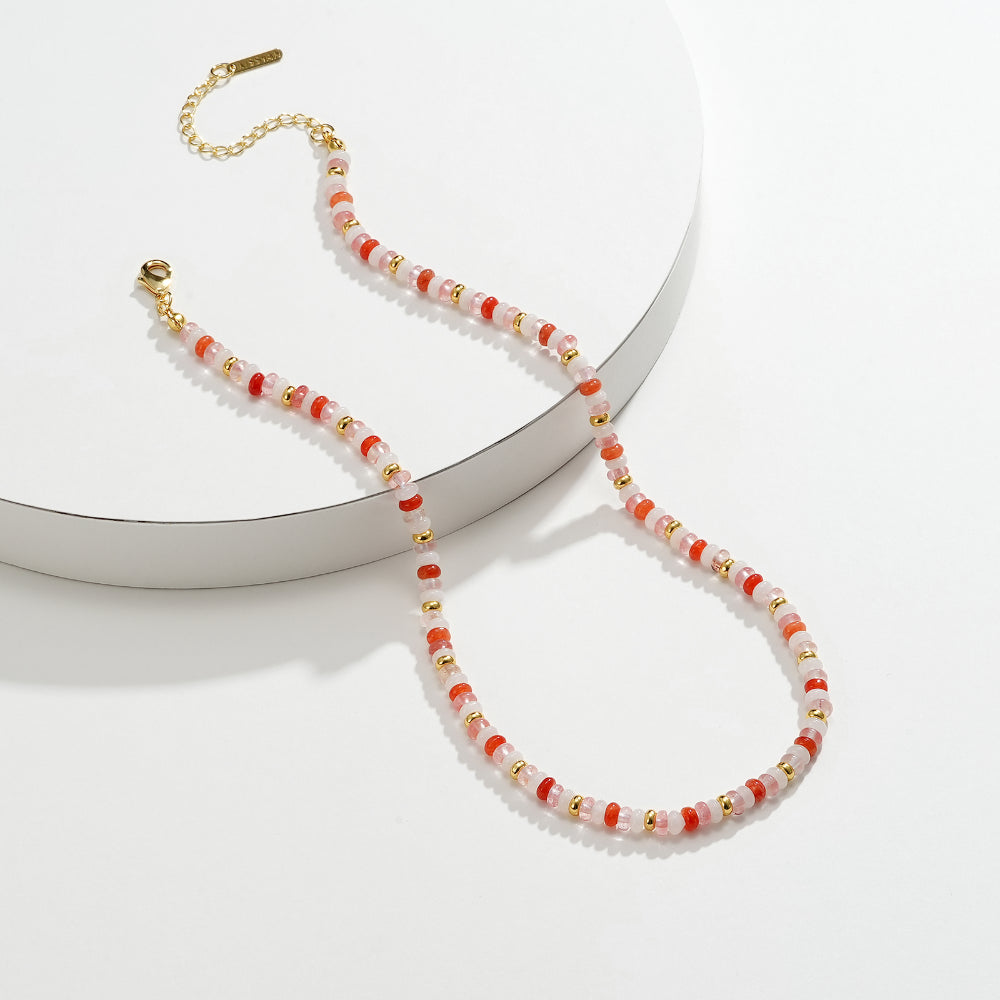Boho Rose Quartz Bead Necklace