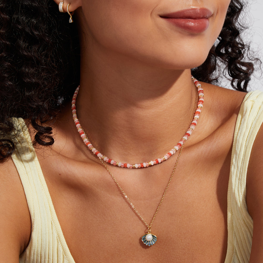 Boho Rose Quartz Bead Necklace